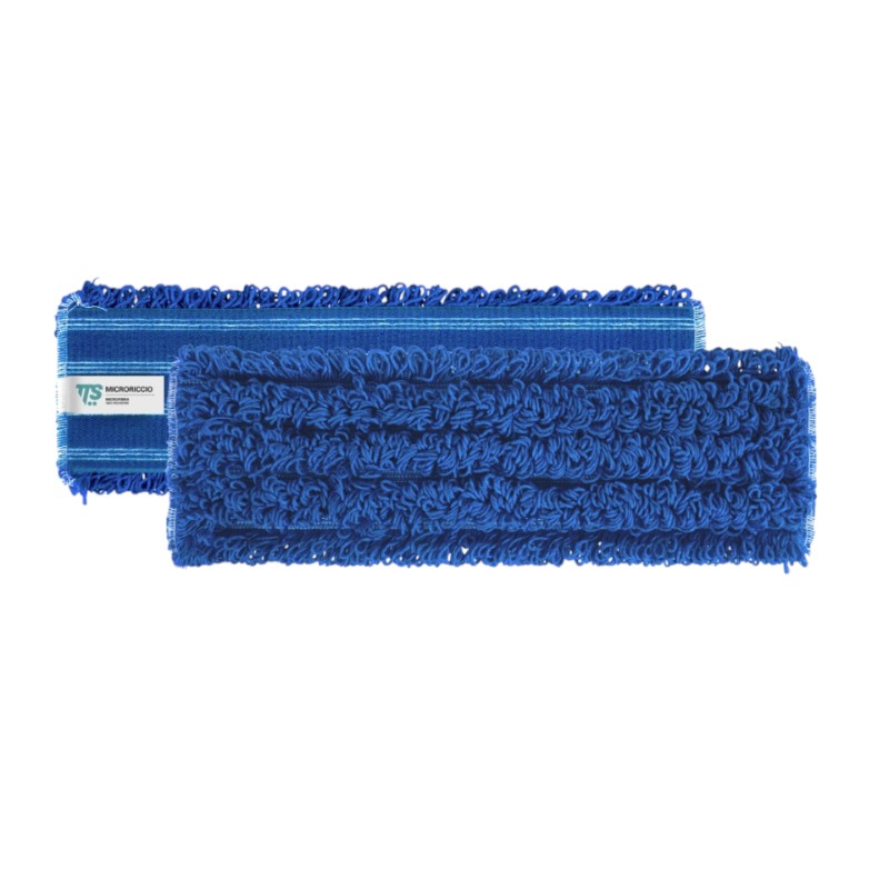 Mop Frange - Klittenbandsysteem - Microriccio - 40 cm - Blauw met blauwe achterkant